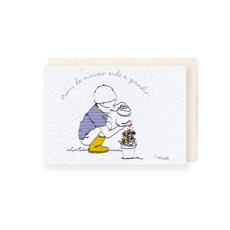Carte à planter - Merci de m'avoir aidé à grandir | Papierfleur.fr, le papier qui fleurit