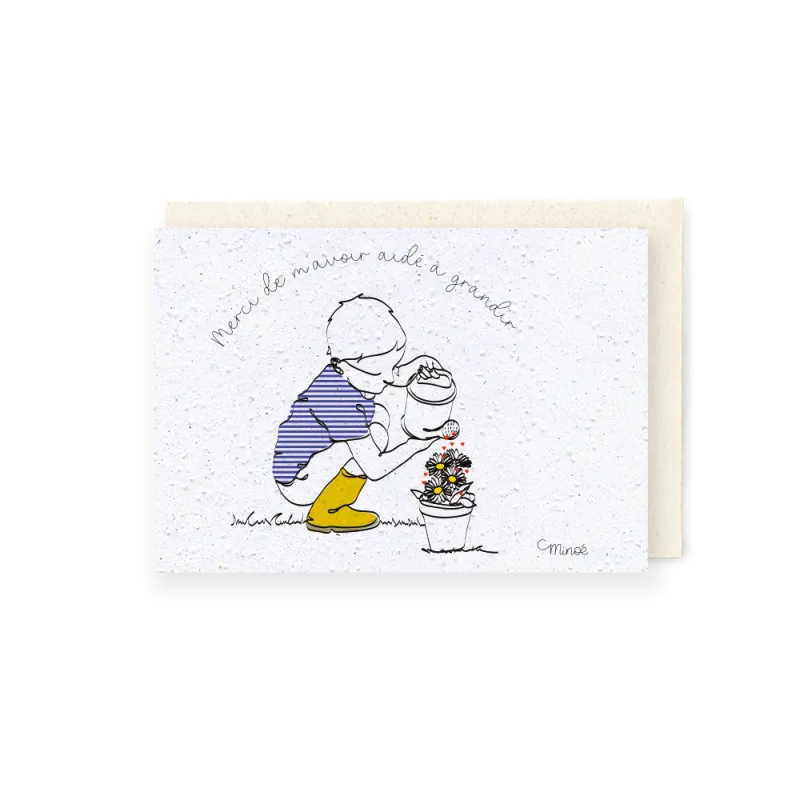 Carte à planter - Merci de m'avoir aidé à grandir | Papierfleur.fr, le papier qui fleurit