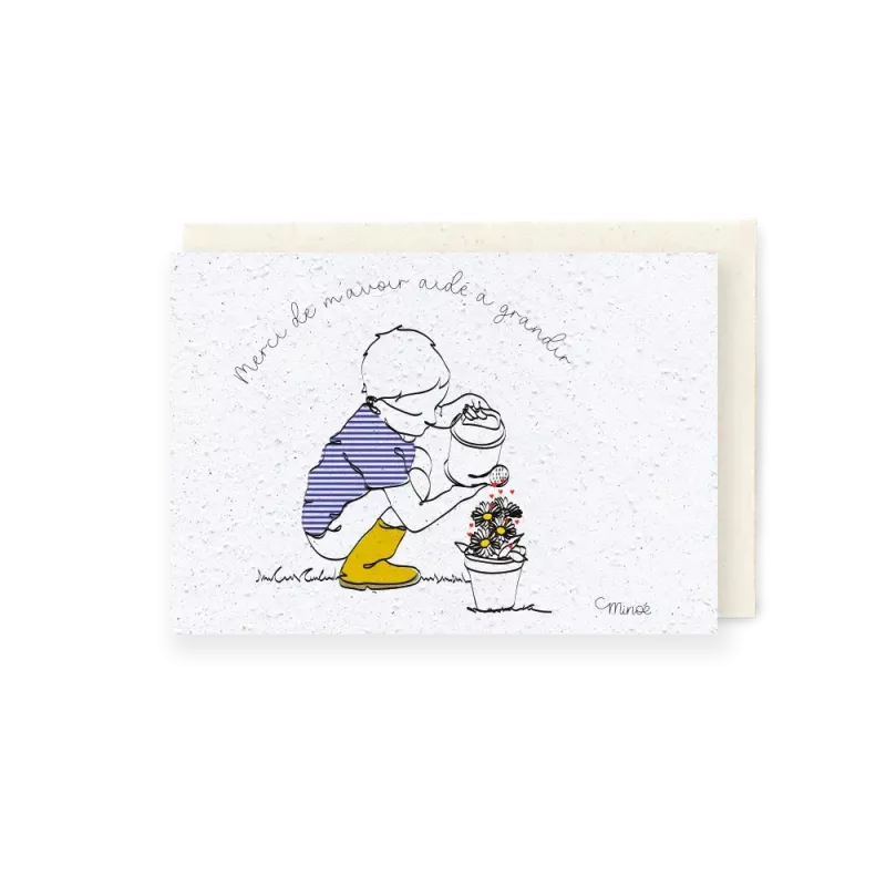 Carte à planter « Merci de m'avoir aidé à grandir » | Papierfleur.fr, le papier qui fleurit