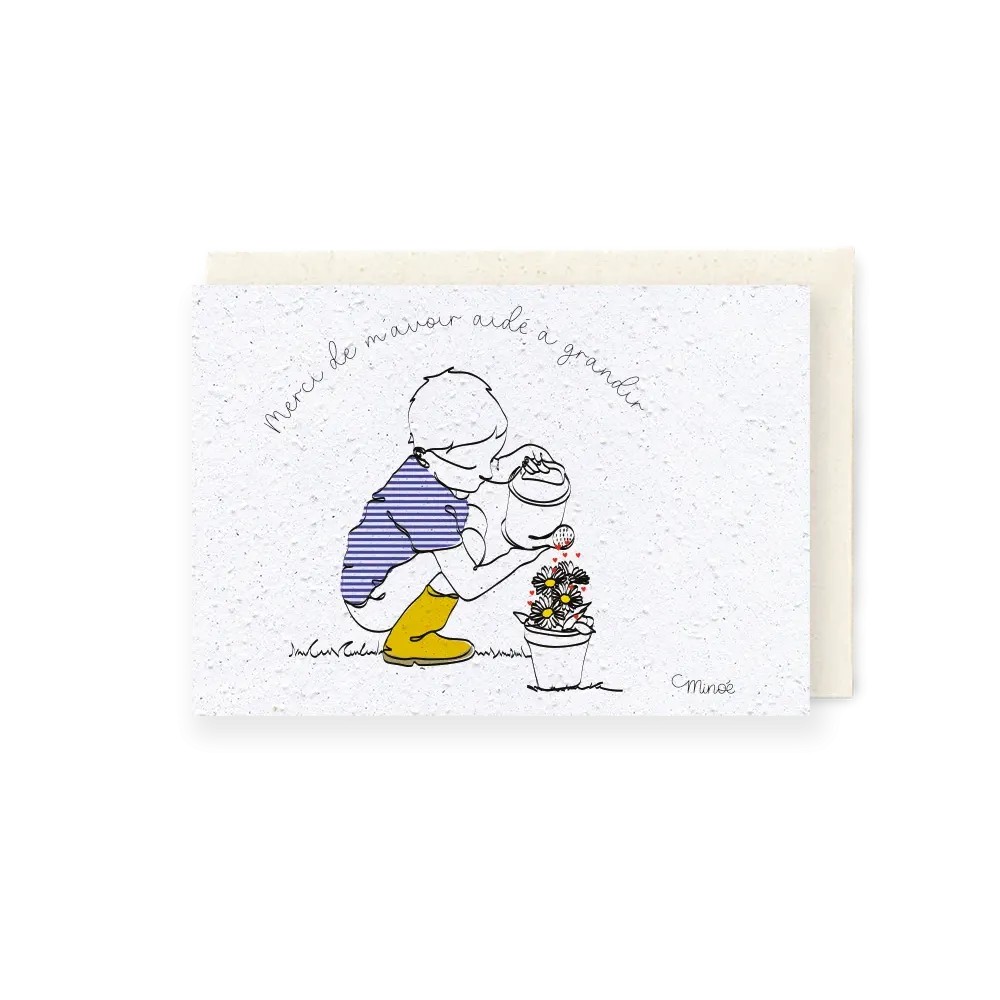 Carte à planter « Merci de m'avoir aidé à grandir »