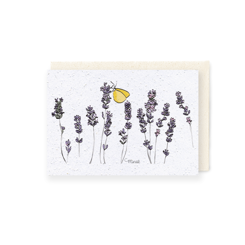 Carte ensemencée papillon et lavande | Papierfleur, le papier qui fleurit