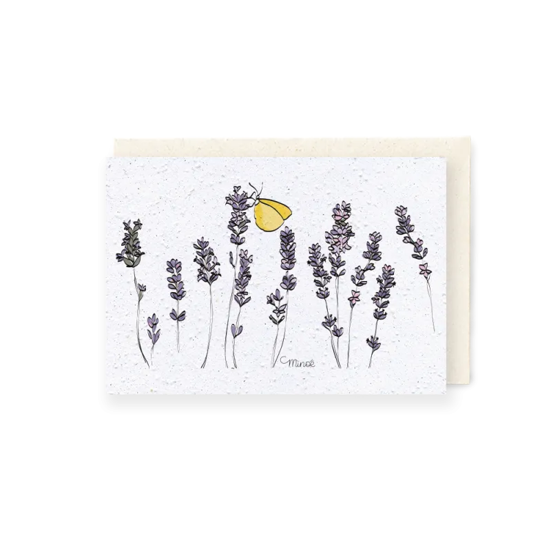 Carte ensemencée papillon et lavande | Papierfleur, le papier qui fleurit