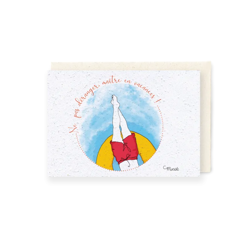 Carte à planter - Maître en vacances | Papierfleur.fr, le papier qui fleurit