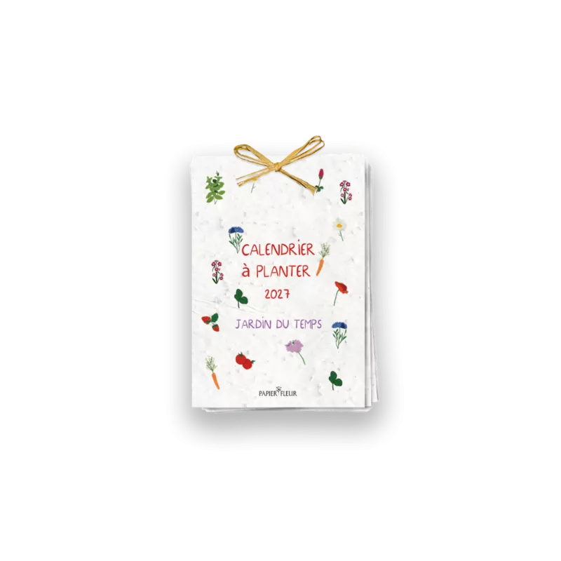Calendrier à planter 2027 « Jardin du temps », 13 feuilles ensemencées & 13 graines différentes