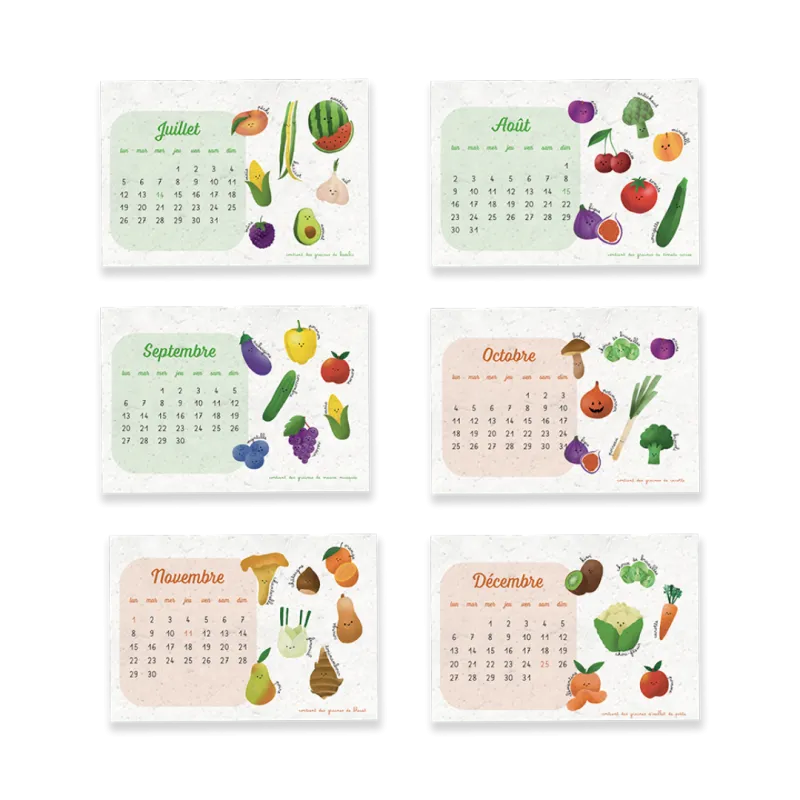 Ce calendrier à planter 2027 « Fruits et légumes » illustre chaque mois les fruits et légumes de saison.