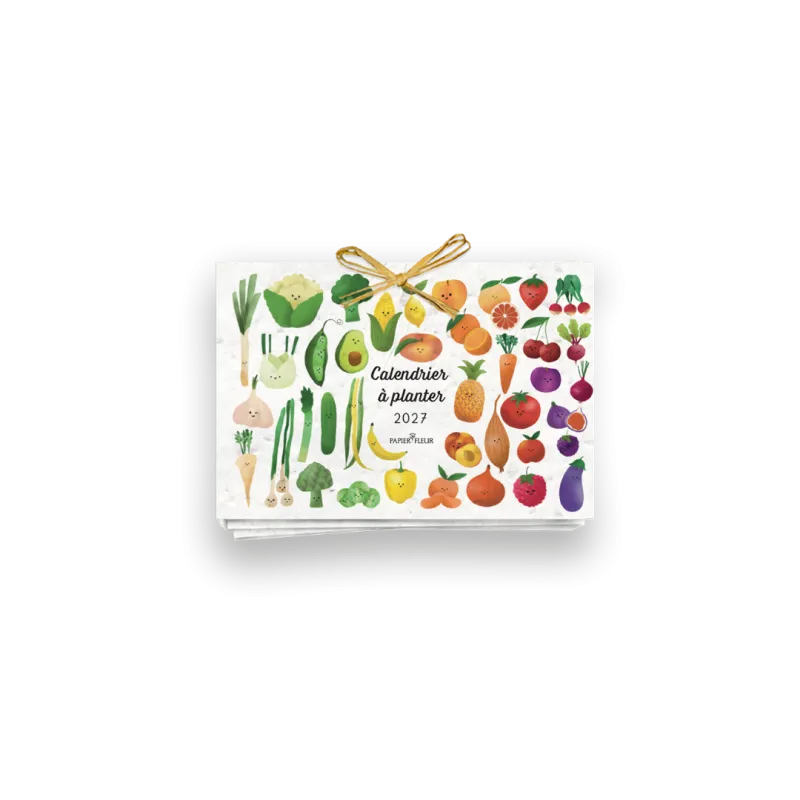 Ce calendrier à planter 2027 « Fruits et légumes » illustre chaque mois les fruits et légumes de saison.