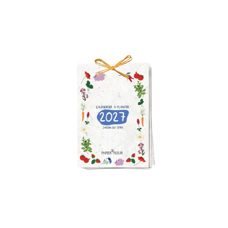 Calendrier à planter 2027 « Jardin du temps », 13 feuilles ensemencées & 13 graines différentes