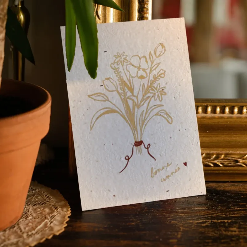 Carte à planter, Douce pensée “Bonne année” jaune, c’est bien plus qu’une carte