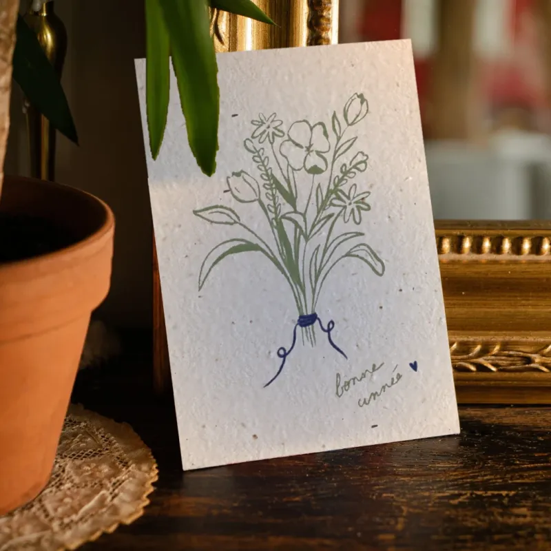 Une carte à planter, Douce pensée “Bonne année” vert, c’est bien plus qu’une carte.
