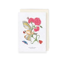 Carte à planter - Œillet et oiseau | Papierfleur.fr, le papier qui fleurit