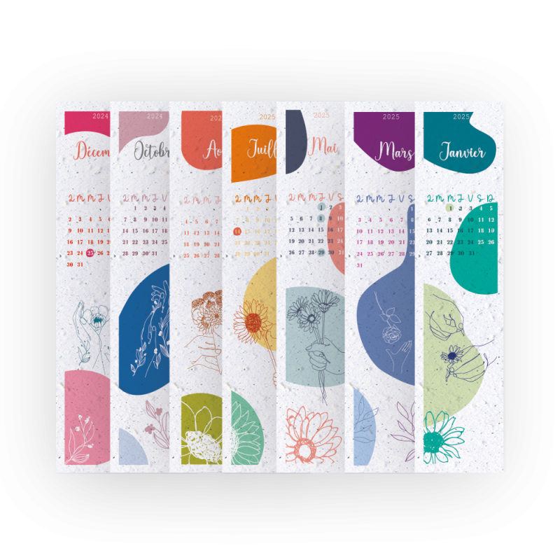 12 Marque-pages à planter - Calendrier scolaire 2024/25 | Papierfleur.fr, le papier qui fleurit