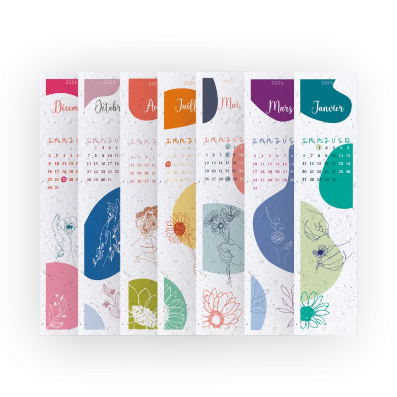 12 Marque-pages à planter - Calendrier scolaire 2024/25 | Papierfleur.fr, le papier qui fleurit