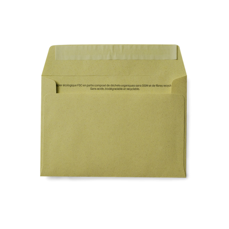 Enveloppe upcyclée vierge olive | Papierfleur, le papier qui fleurit