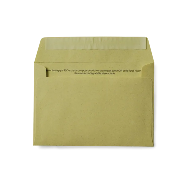 Enveloppe upcyclée vierge olive | Papierfleur, le papier qui fleurit
