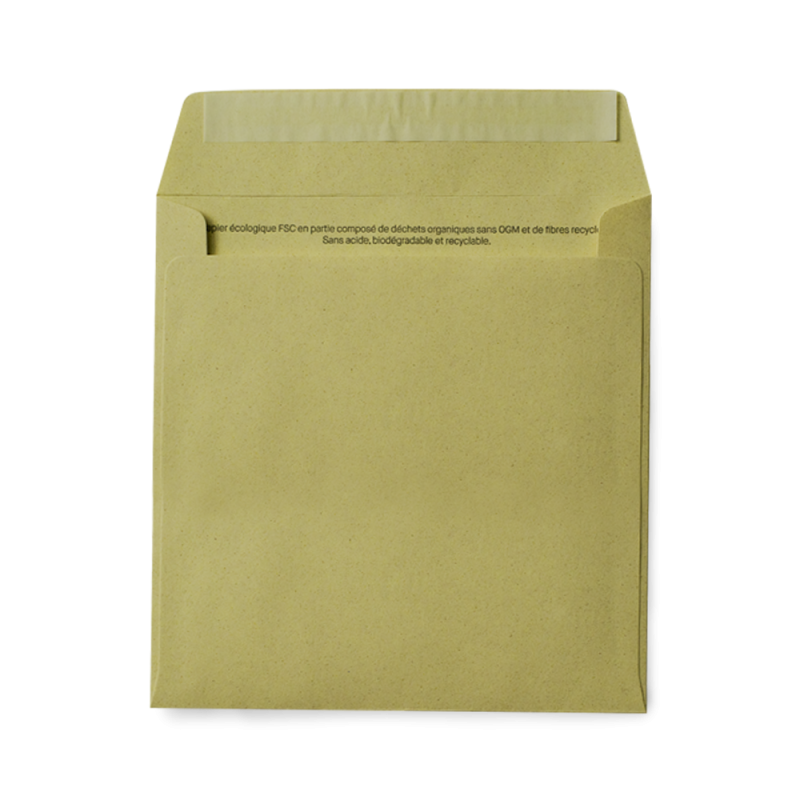 Enveloppe upcyclée vierge olive | Papierfleur, le papier qui fleurit