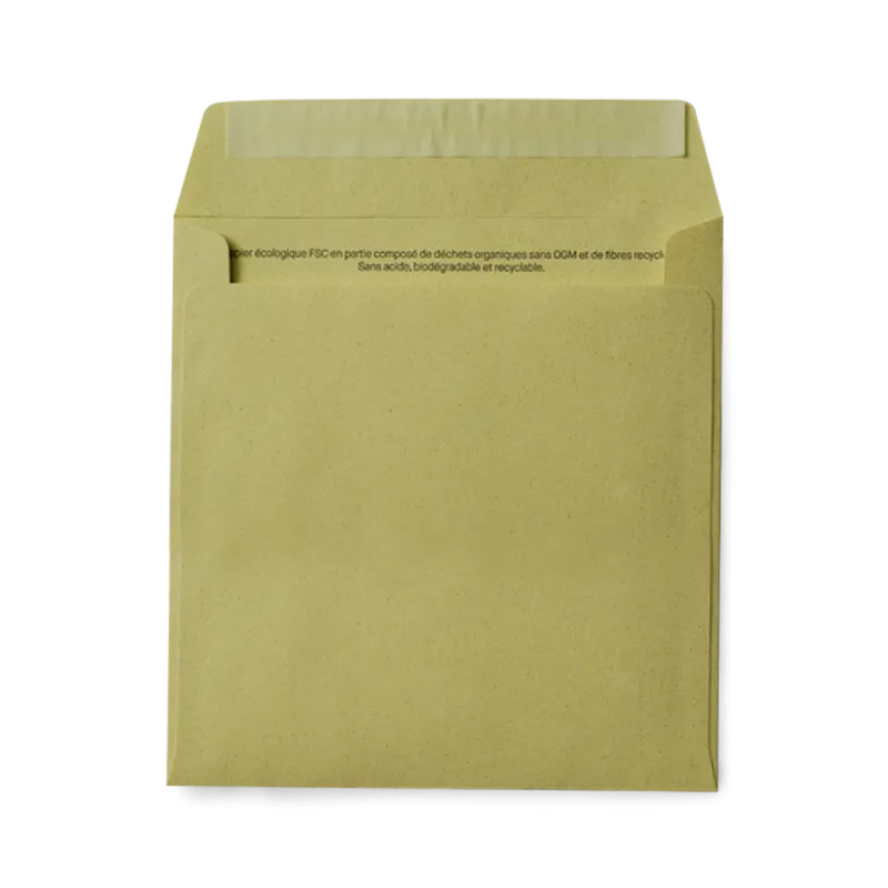 Enveloppe upcyclée vierge olive | Papierfleur, le papier qui fleurit