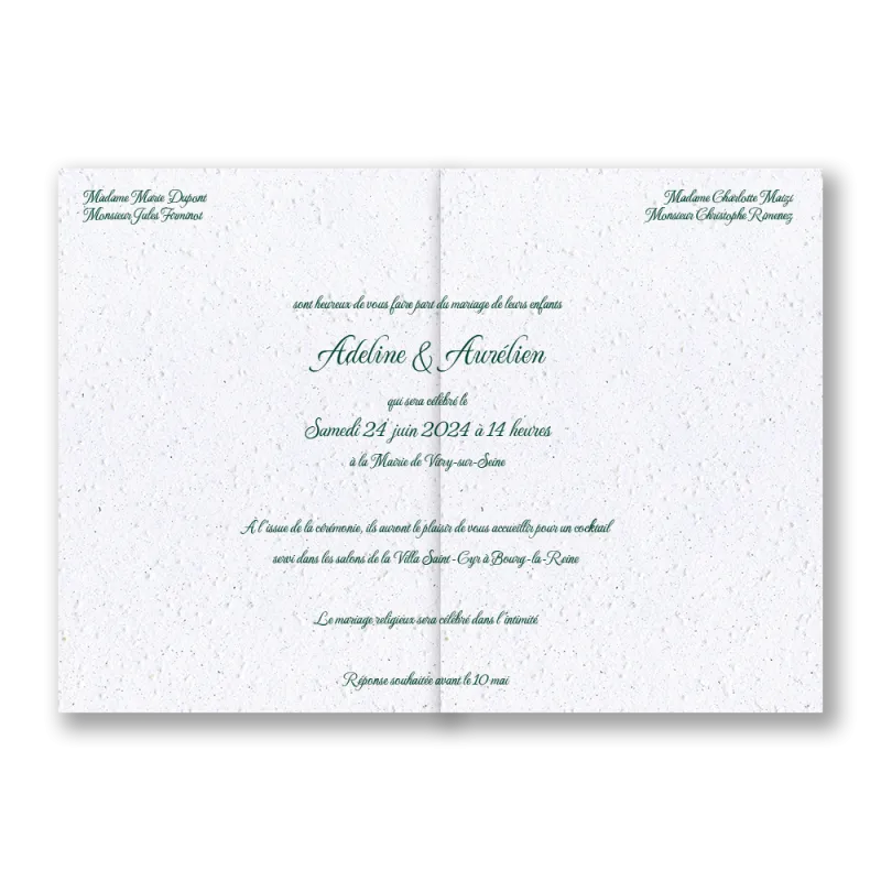 Faire-part "Couronne Olivier" | Papierfleur, le papier qui fleurit