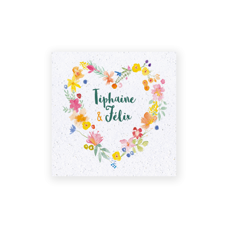 Faire-part "Cœur de fleurs" | Papierfleur, le papier qui fleurit