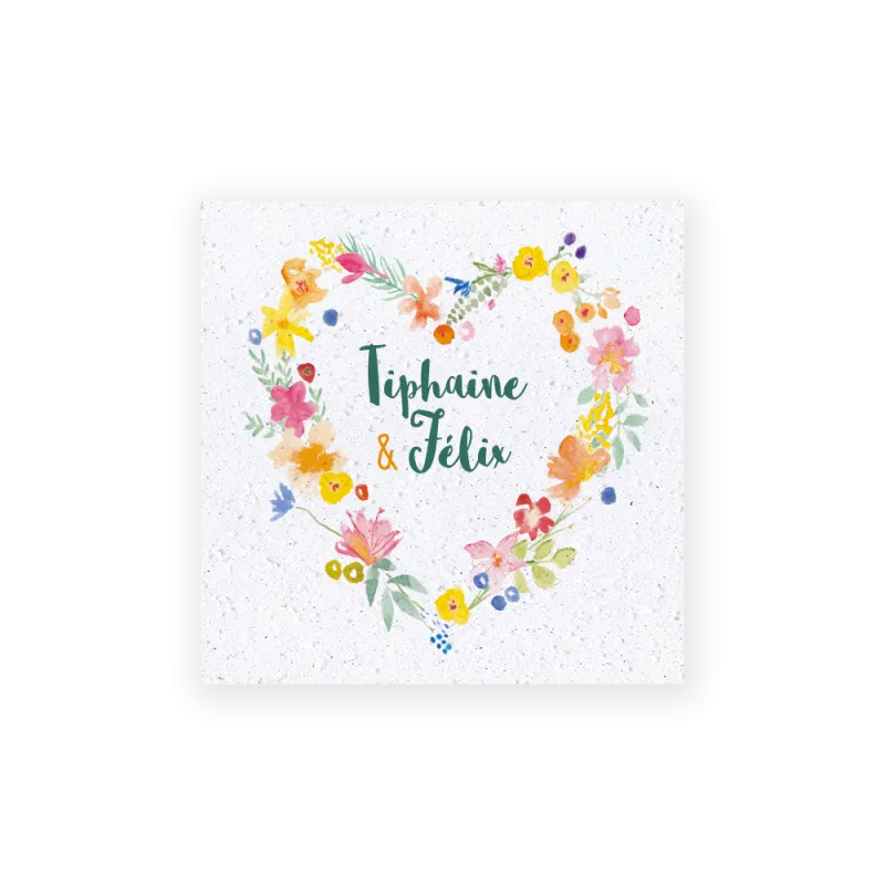 Faire-part "Cœur de fleurs" | Papierfleur, le papier qui fleurit