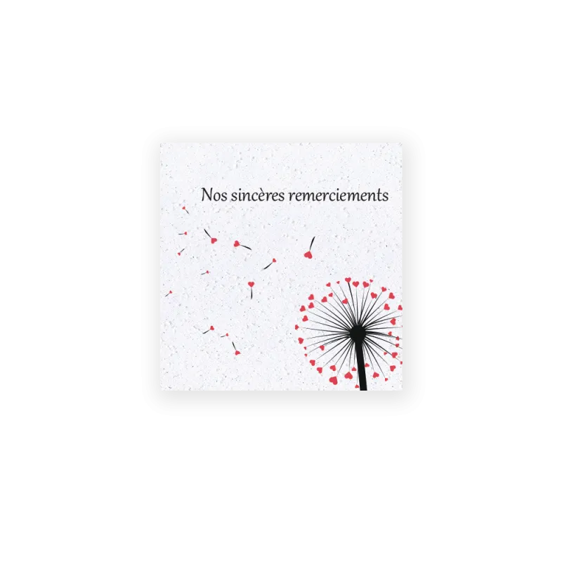 Carte à planter personnalisable - Remerciement décès "Pissenlit" | Papierfleur.fr, le papier qui fleurit