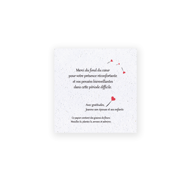 Carte à planter personnalisable - Remerciement décès "Pissenlit" | Papierfleur.fr, le papier qui fleurit