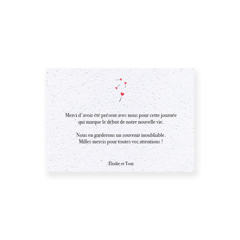 Carte remerciement à planter personnalisable | Papierfleur.fr, le papier qui fleurit