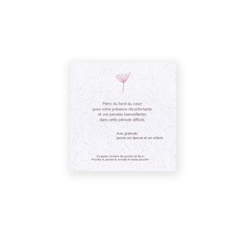 Carte à planter, Remerciement décès, « Vent »