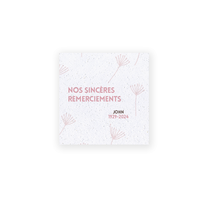 Carte à planter personnalisable - Remerciement décès "Vent" | Papierfleur.fr, le papier qui fleurit