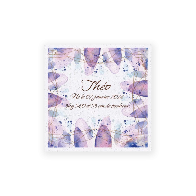 Faire-part de naissance "Lilas" | Papierfleur, le papier qui fleurit