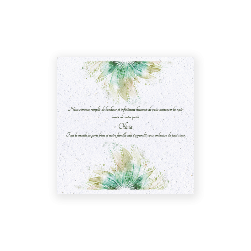 Faire-part de naissance "Nature" | Papier Fleur le papier qui fleurit