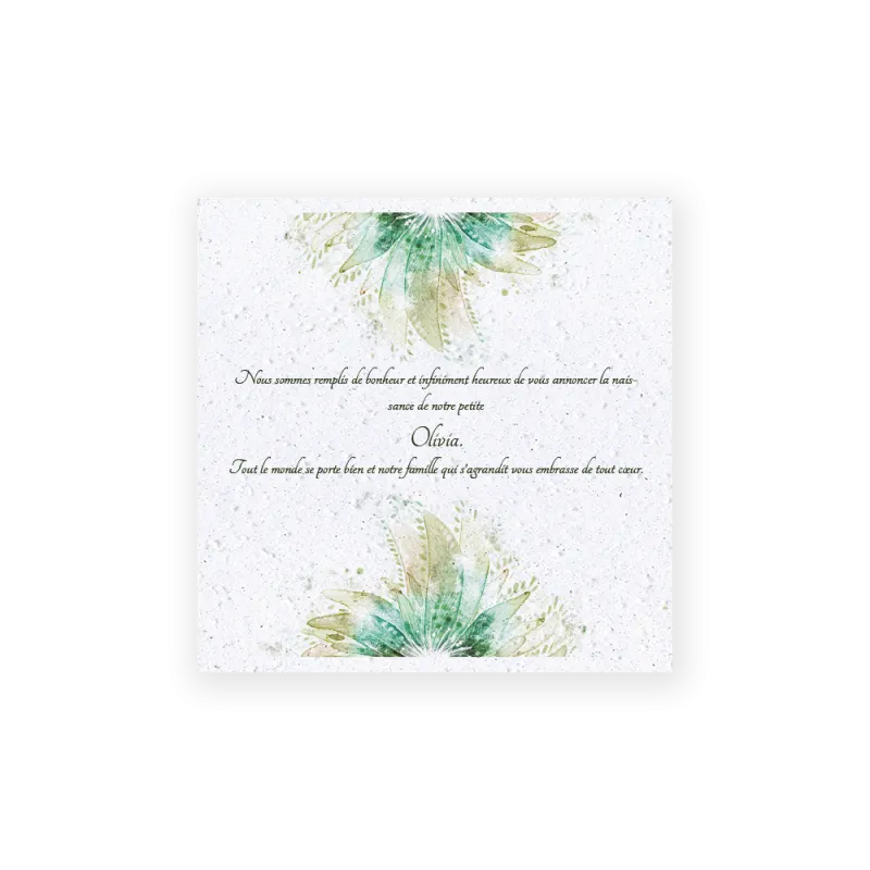 Faire-part de naissance "Nature" | Papier Fleur le papier qui fleurit