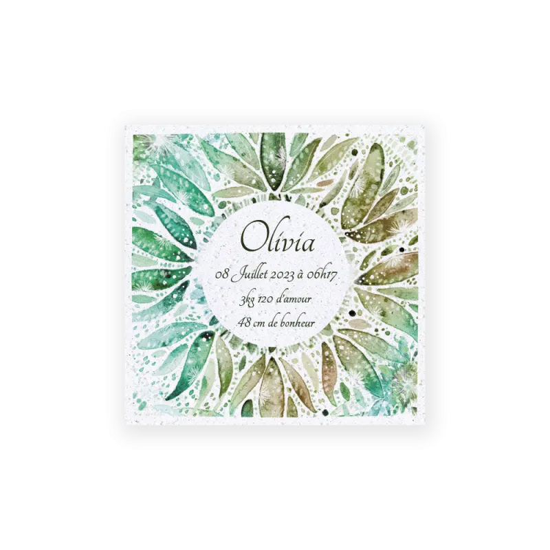 Faire-part de naissance "Nature" | Papier Fleur le papier qui fleurit