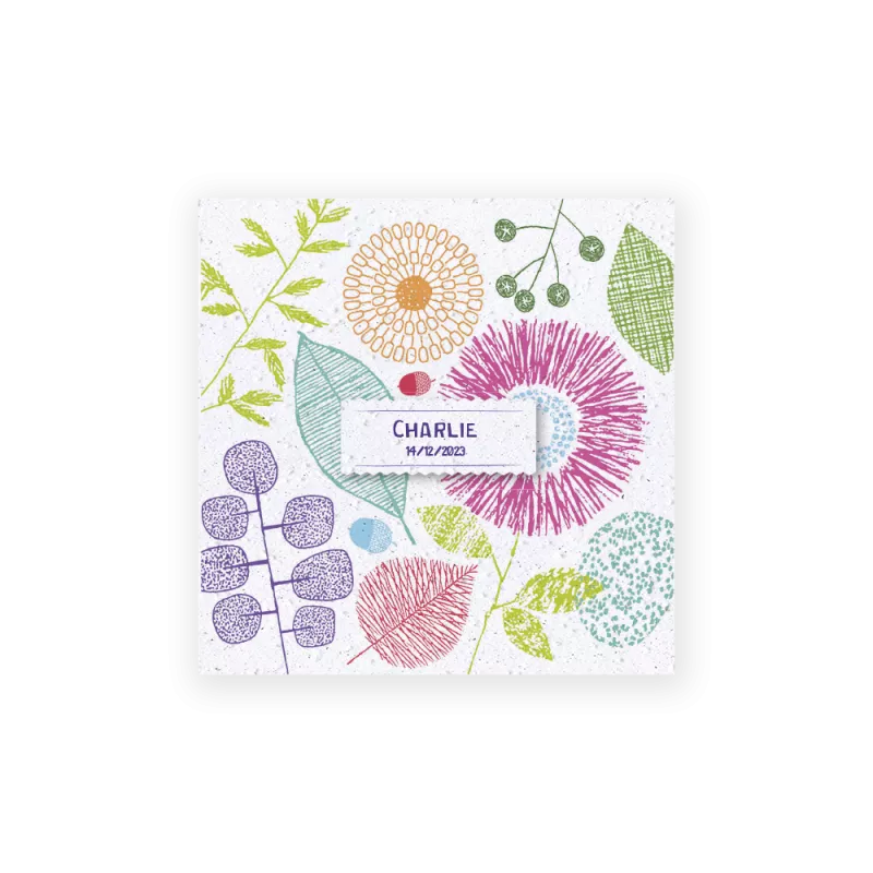 Faire-Part de naissance « éclat végétal » | Papier Fleur le papier qui fleurit