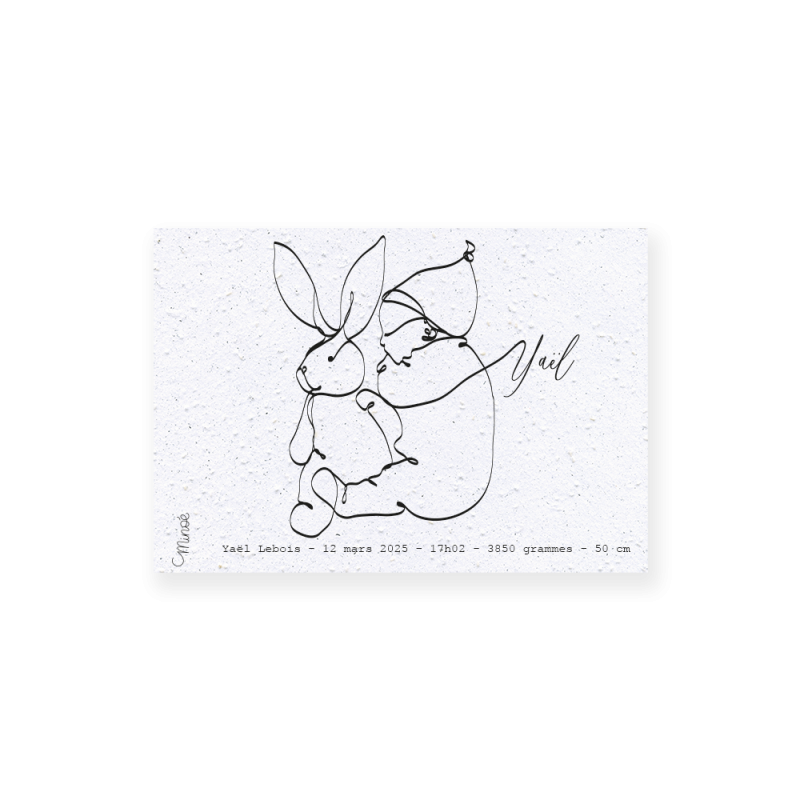 Faire-part de naissance "Bébé et doudou" | Papierfleur