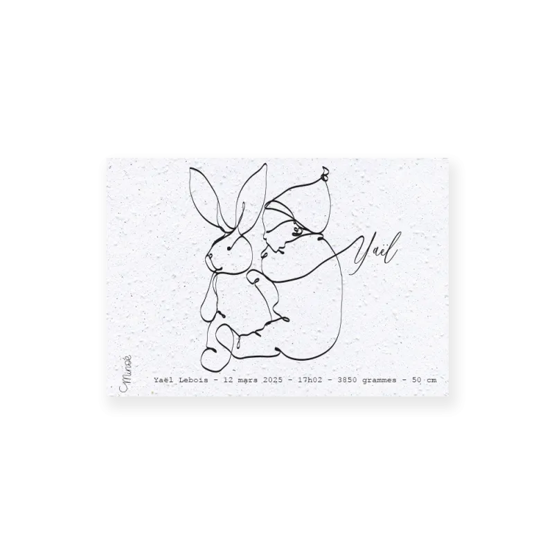 Faire-part de naissance "Bébé et doudou" | Papierfleur