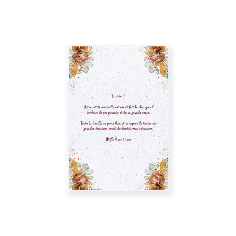 Faire-part de naissance "Été indien" | Papier Fleur le papier qui fleurit