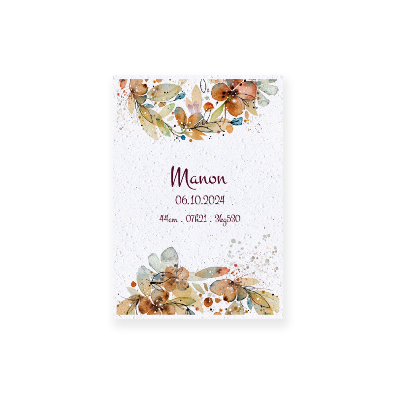 Faire-part de naissance "Été indien" | Papier Fleur le papier qui fleurit