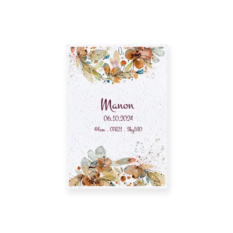 Faire-part de naissance "Été indien" | Papier Fleur le papier qui fleurit
