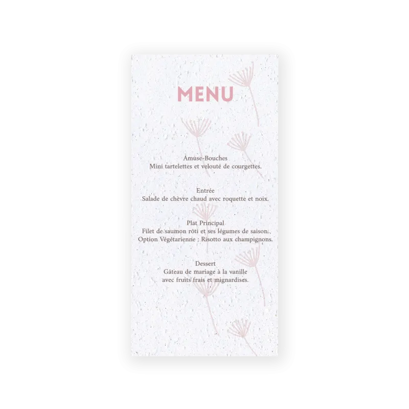 Menu à planter « Dans le vent »  | Papeterie de mariage à planter