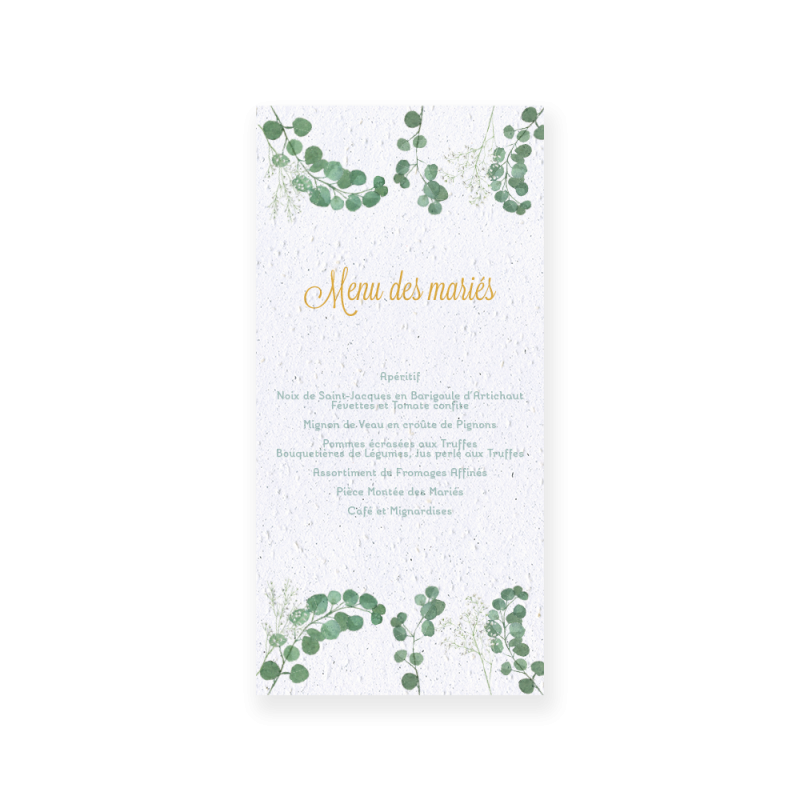 Menu en papier ensemencé ! | Papierfleur, le papier qui fleurit