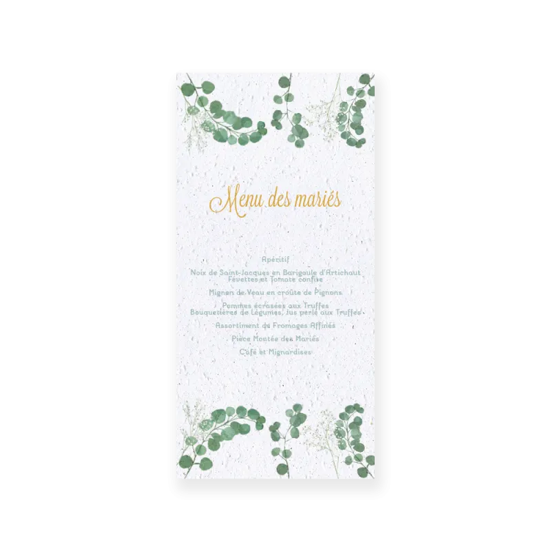 Menu en papier ensemencé ! | Papierfleur, le papier qui fleurit