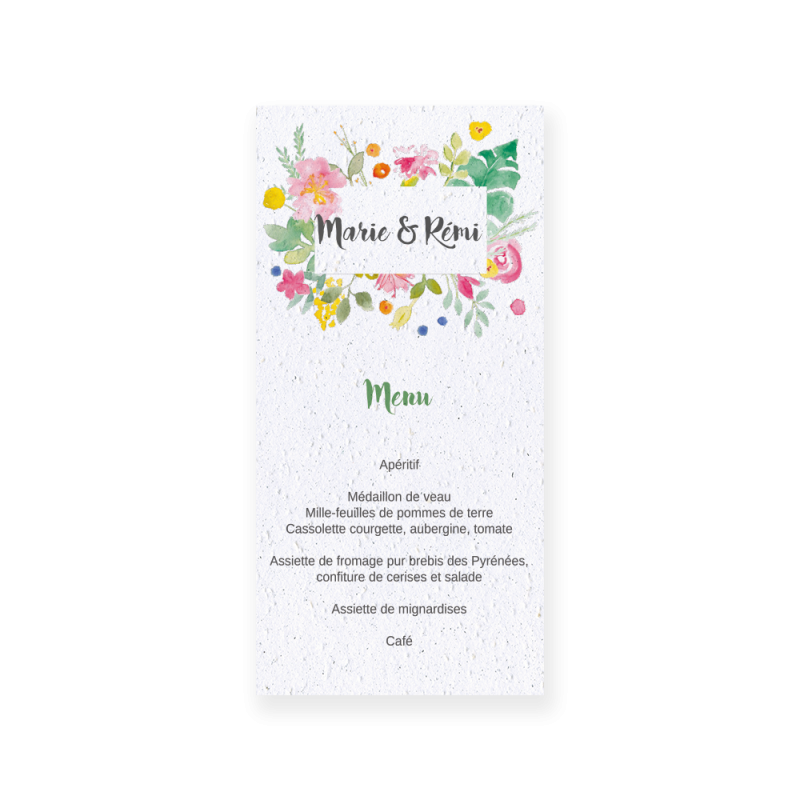 Menu "Éclat de fleurs" | Papeterie mariage à planter