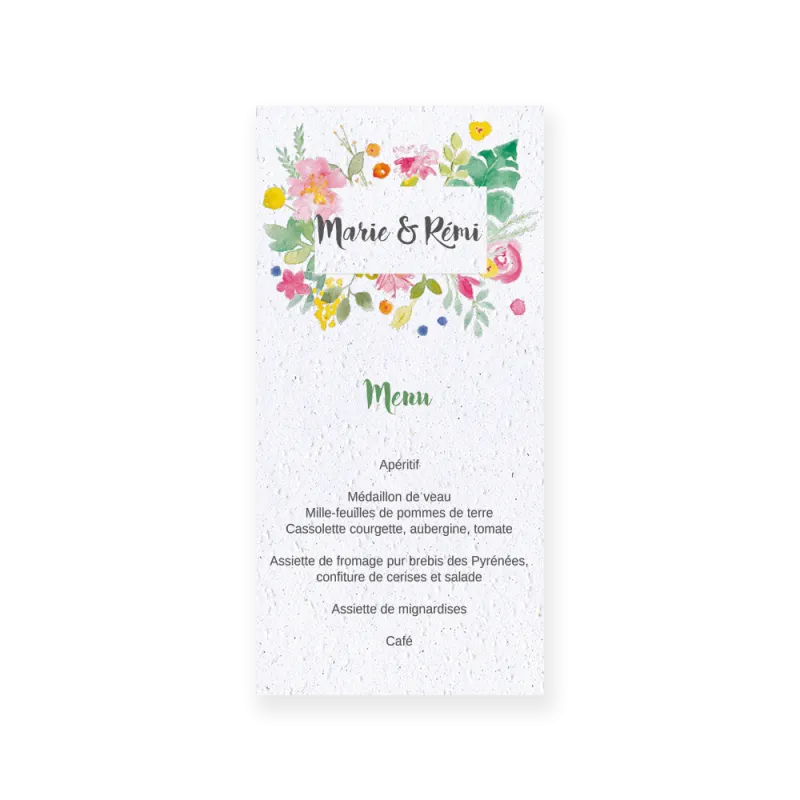 Menu "Éclat de fleurs" | Papeterie mariage à planter