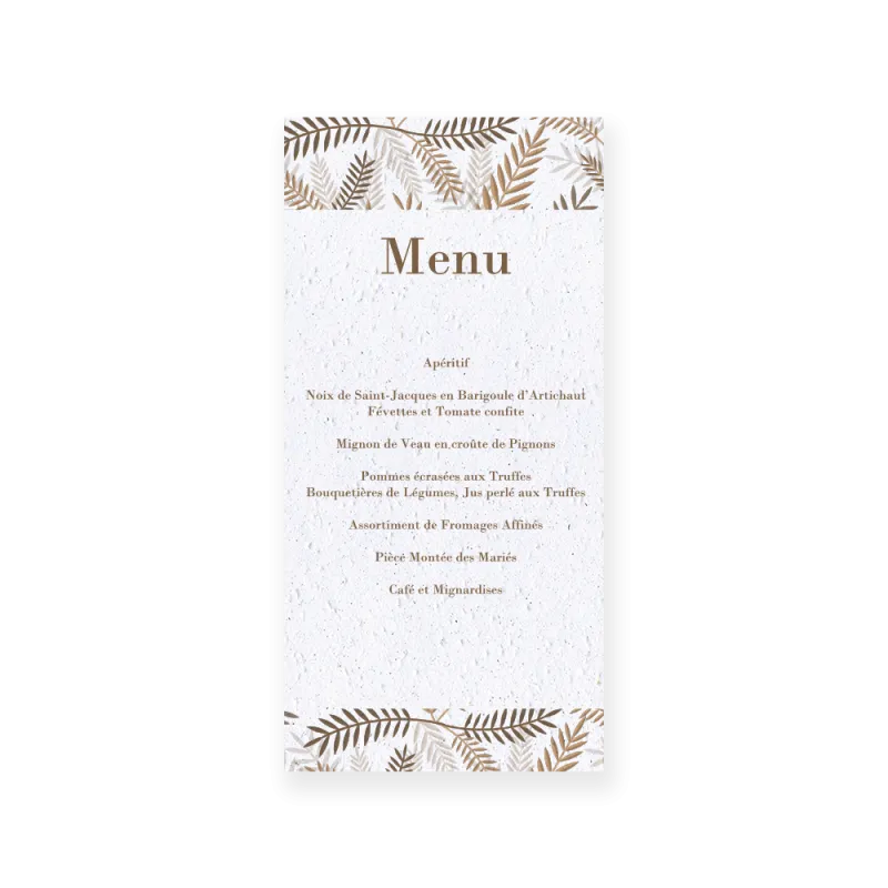 Menu "Les branches de Jules" | Papierfleur, le papier qui fleurit