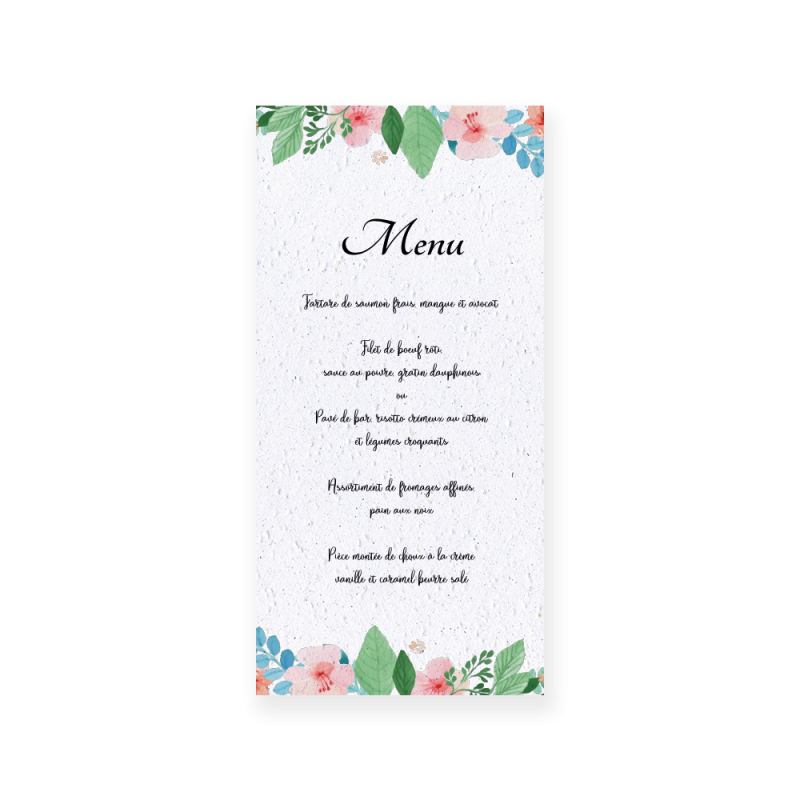 Menu "Champ de fleurs" | Papierfleur, le papier qui fleurit