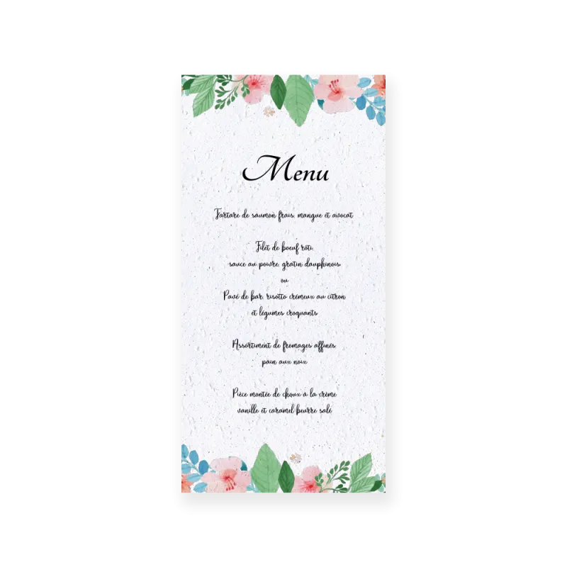 Menu "Champ de fleurs" | Papierfleur, le papier qui fleurit