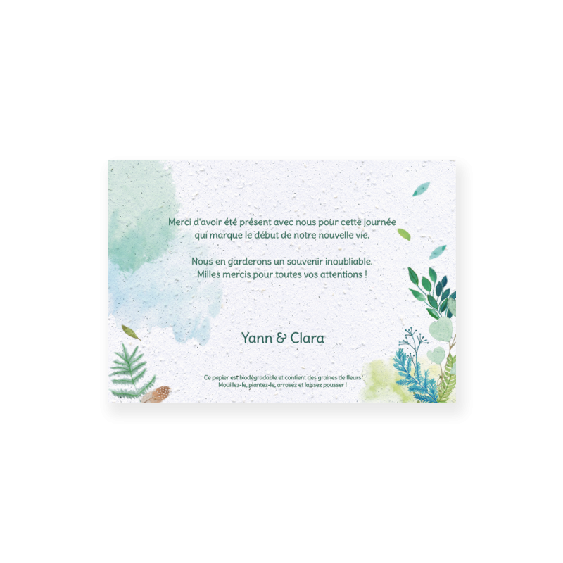 Carte remerciement à planter personnalisable | Papierfleur.fr, le papier qui fleurit