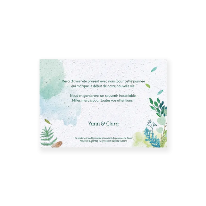 Carte remerciement à planter personnalisable | Papierfleur.fr, le papier qui fleurit