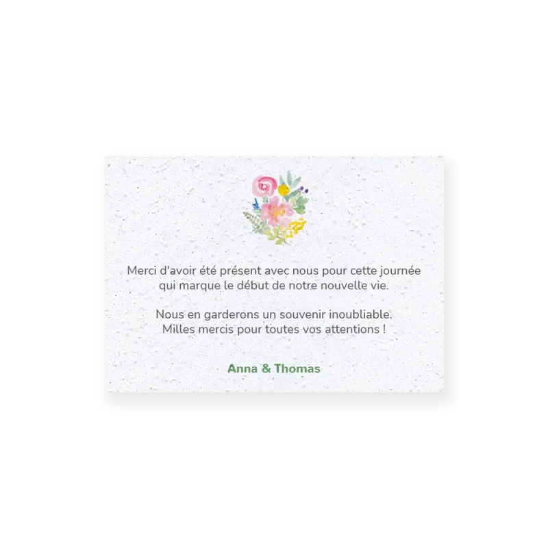 Carte remerciement à planter personnalisable | Papierfleur.fr, le papier qui fleurit