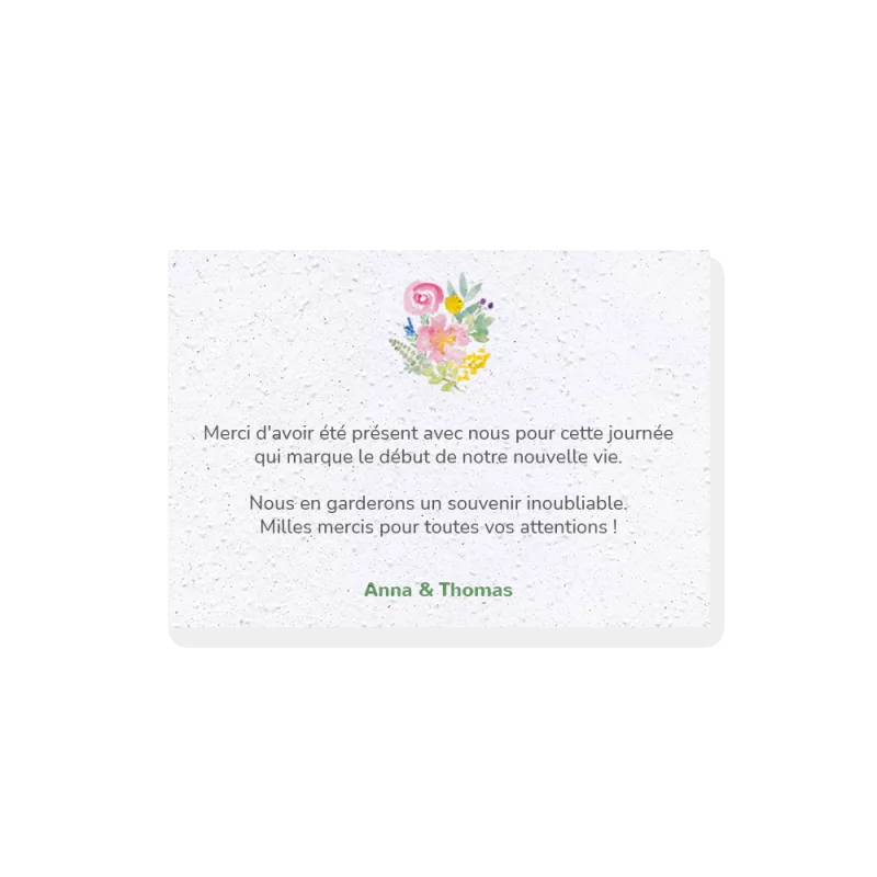 Carte remerciement personnalisable « Un air printanier » | Papierfleur.fr, le papier qui fleurit